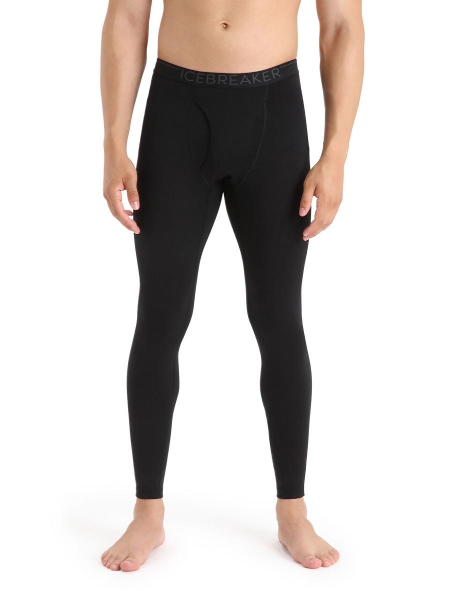 Black Men\'s Icebreaker Merino 200 Oasis with Fly Leggings | USA 1134MQZA